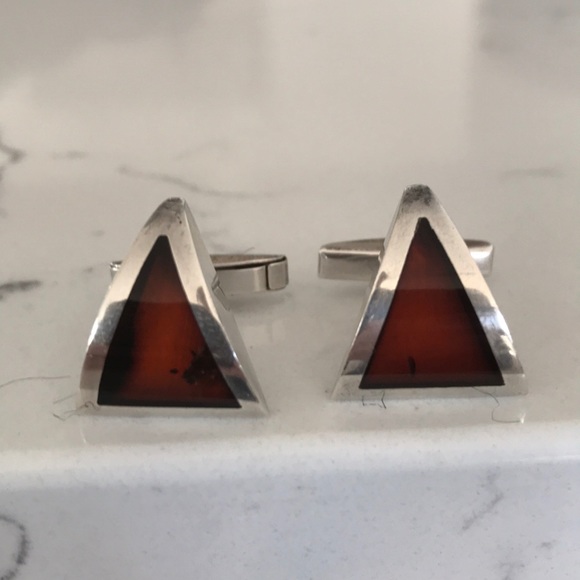 Sterling silver , Amber Stone men’s cufflinks .